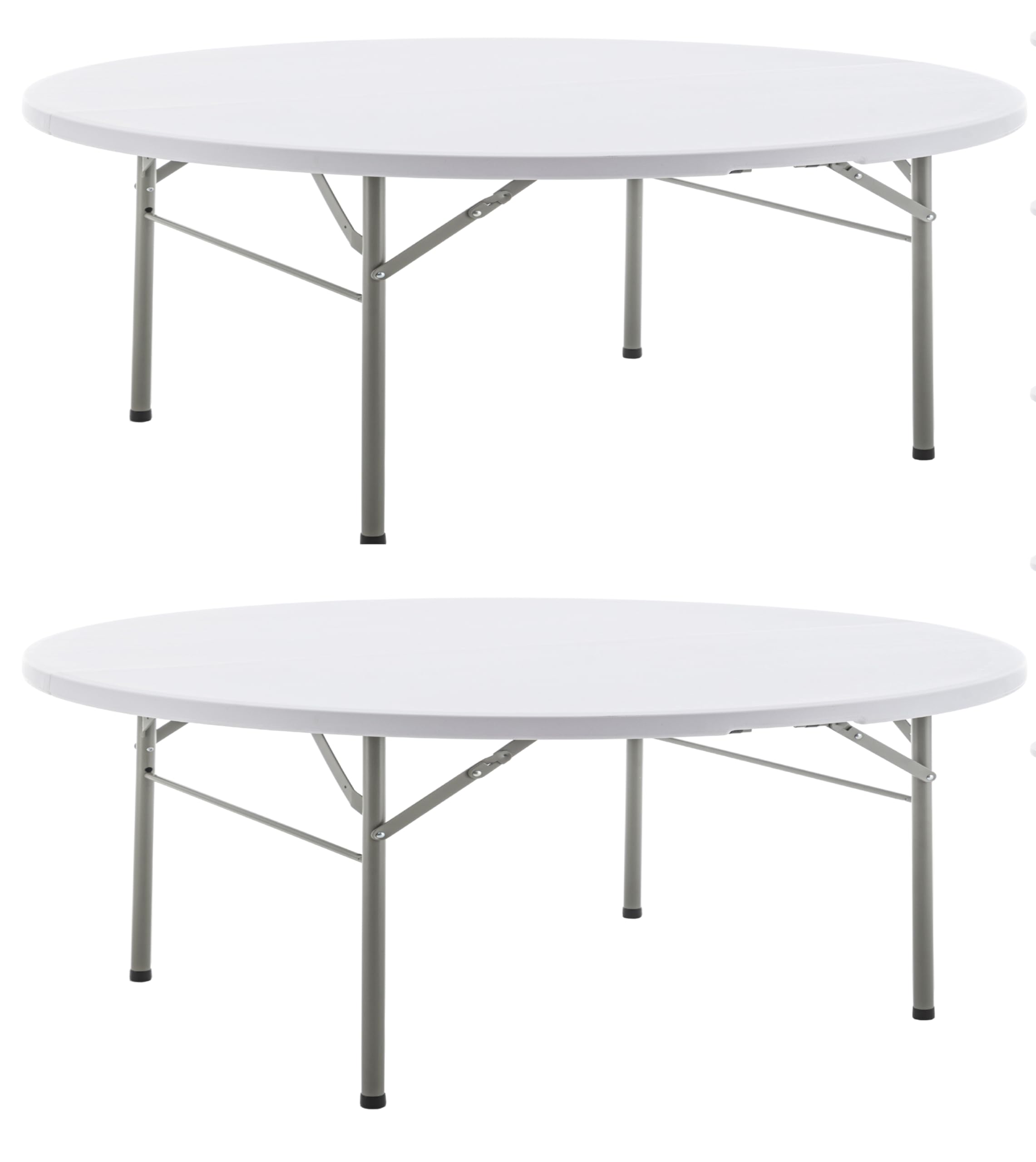 BTEXPERT Set of 2 White 5 Ft Round Plastic Folding Tables