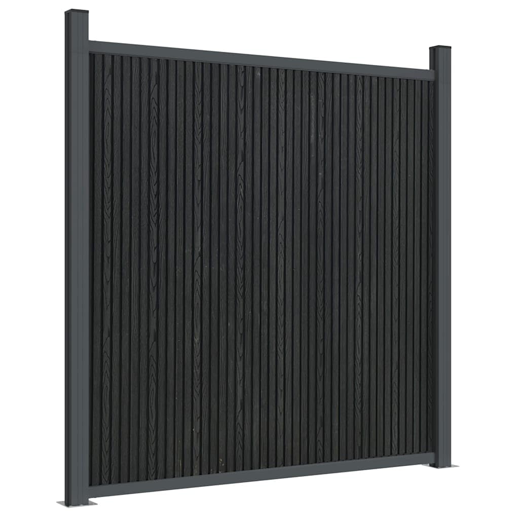 WPC Zaunelement Grau 180x186 cm, Sichtschutzzaun aus Holz-Kunststoff-Verbundwerkstoff mit Aluminiumprofilen und Pfosten, witterungsbeständig, robust und stoßfest, einfache Montage