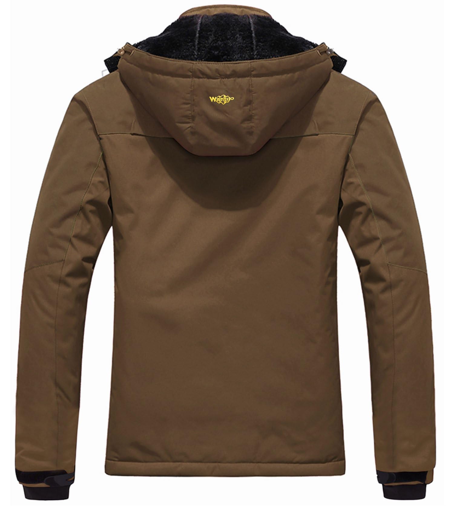 Wantdo Giacca da Sci Montagna Calda Invernale Parka da Neve Imbottita Cappotto da Snowboard in Pile Giubbotto con Cappuccio Impermeabile Uomo