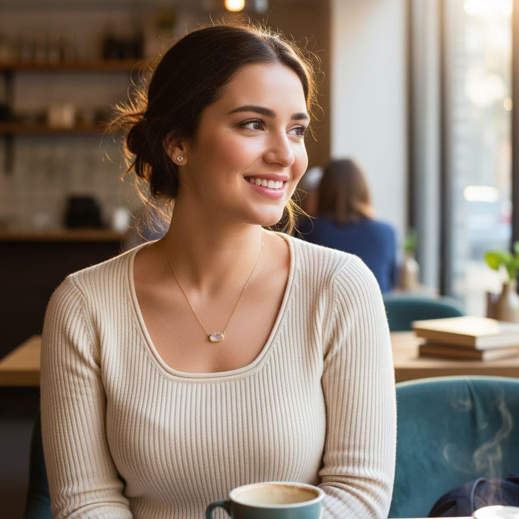Gold Plated Necklace for Women with Pink Pendant | Dainty Chain Necklace for Teen Girls & Women | Fashion Jewelry Gift - Image 6