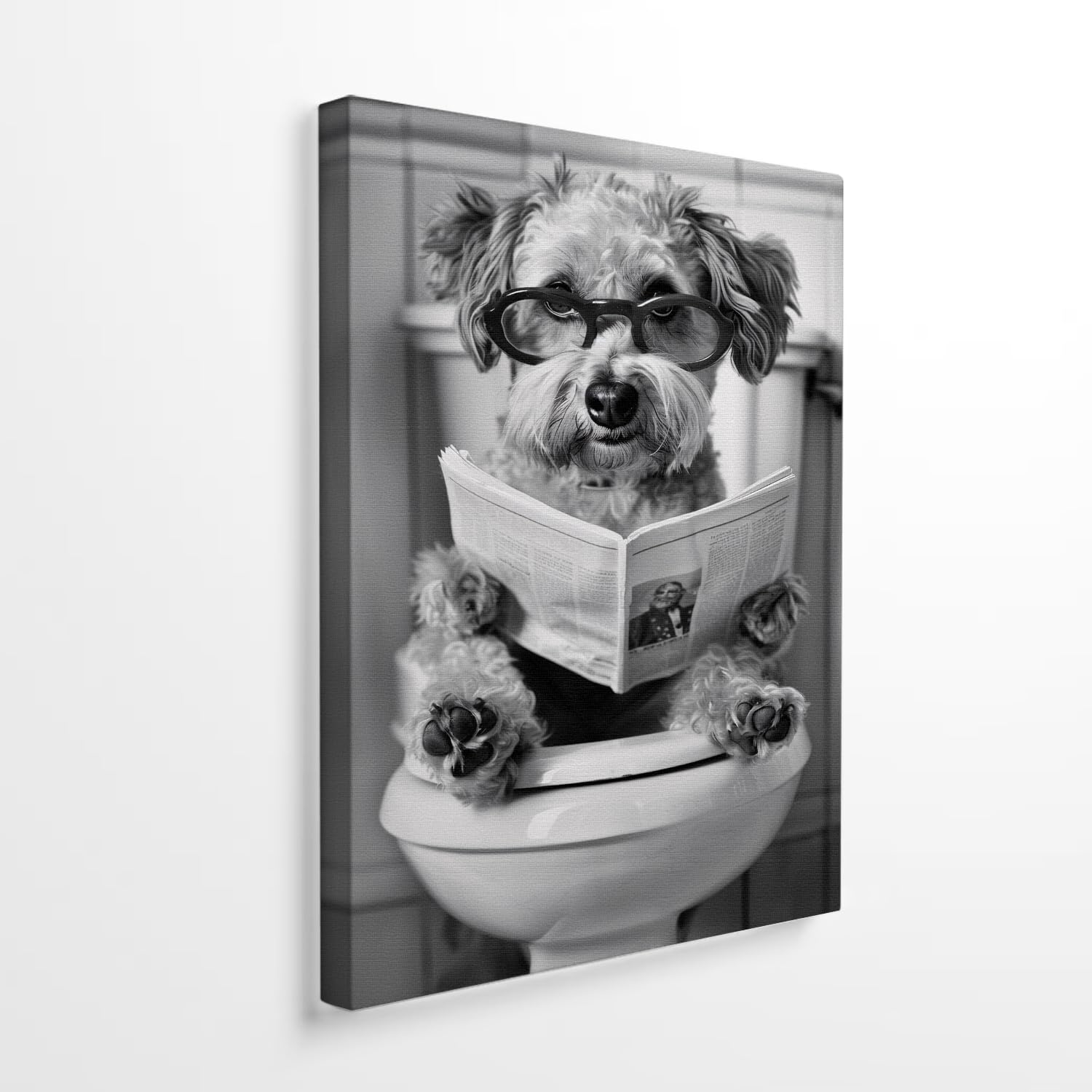 DIHSIEG Funny Puppy Bathroom Wall Art, Toilet Humor Canvas Print 12x16 Inch | Unframed Modern Decor for Powder Room, Above Toilet Decoration, Cute Puppy Wall Hanging, Dog Lover Gift, Funny Accent dog17 12"L x 16"W