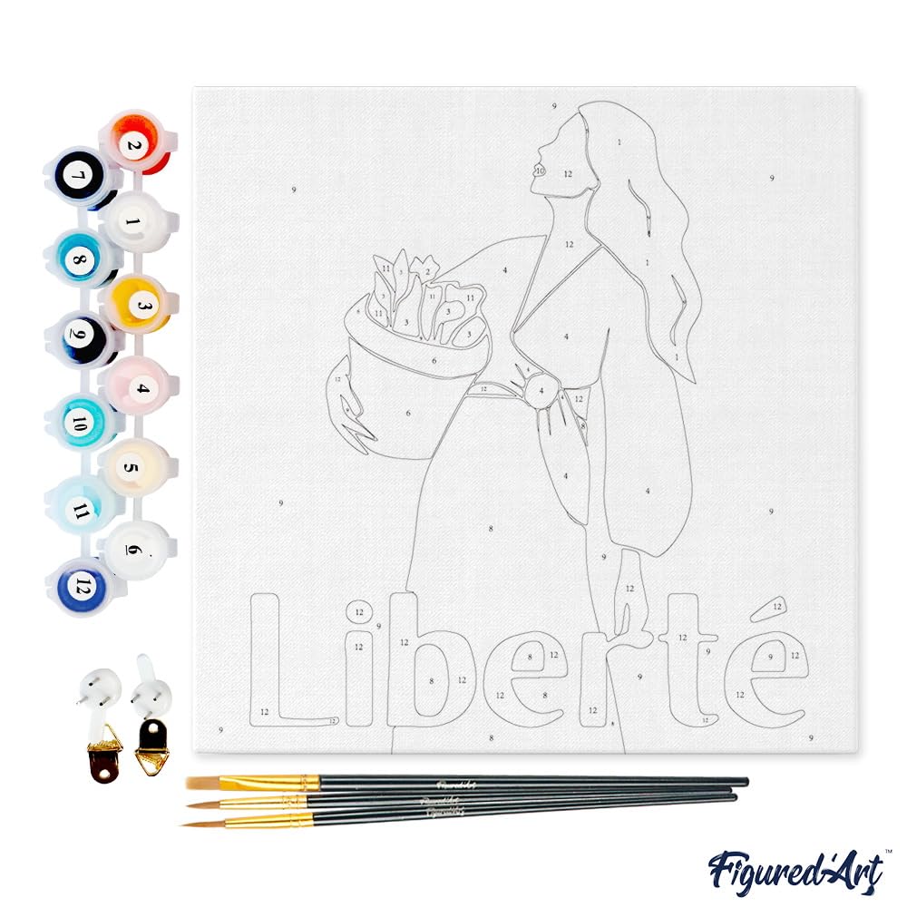 Figured'Art Mini Dipingere con i Numeri 20x20cm con Telaio - Paint by Numbers Dolce orso che legge Passatempo per Adulti, Kit Completo, Hobby Creativi - Quadri fai da te Tela Già Incorniciata