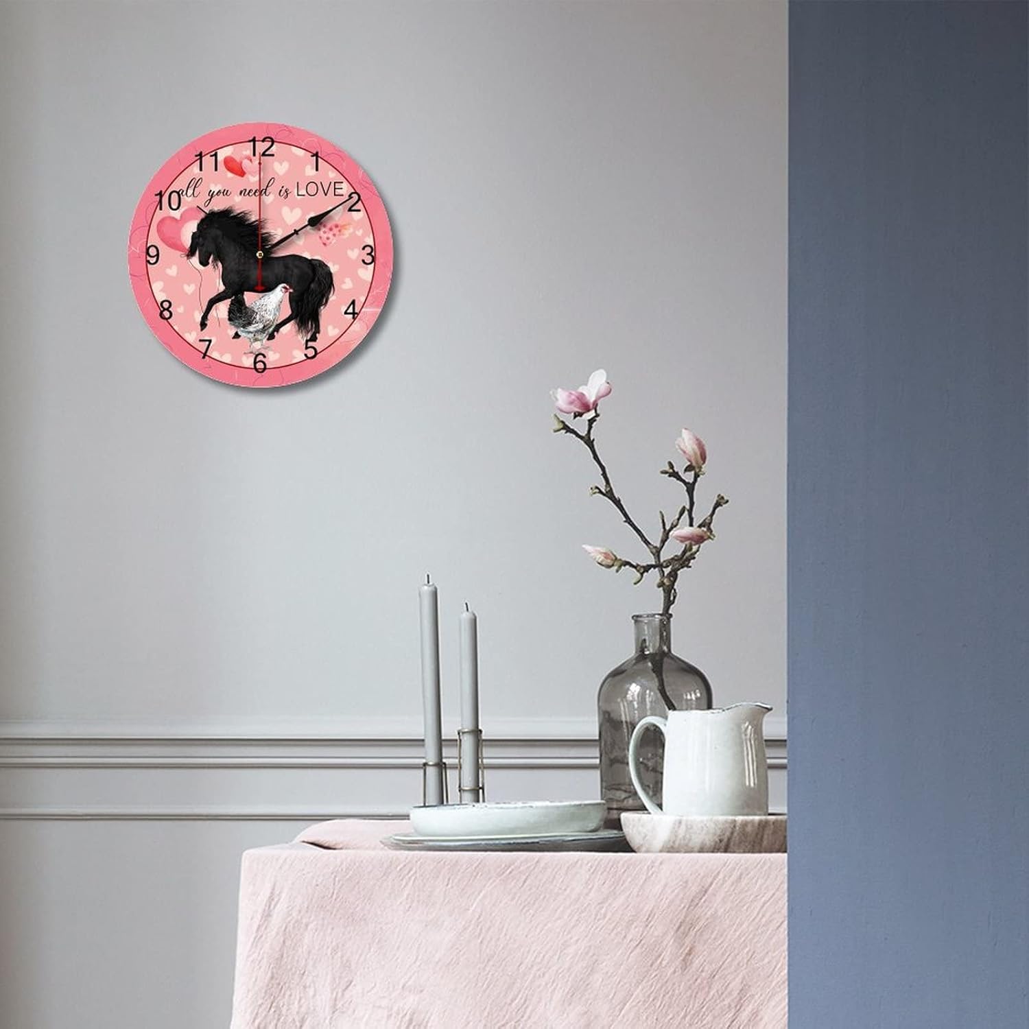 LetusZhogo Bonito reloj de pared con diseño de caballo sin tictac