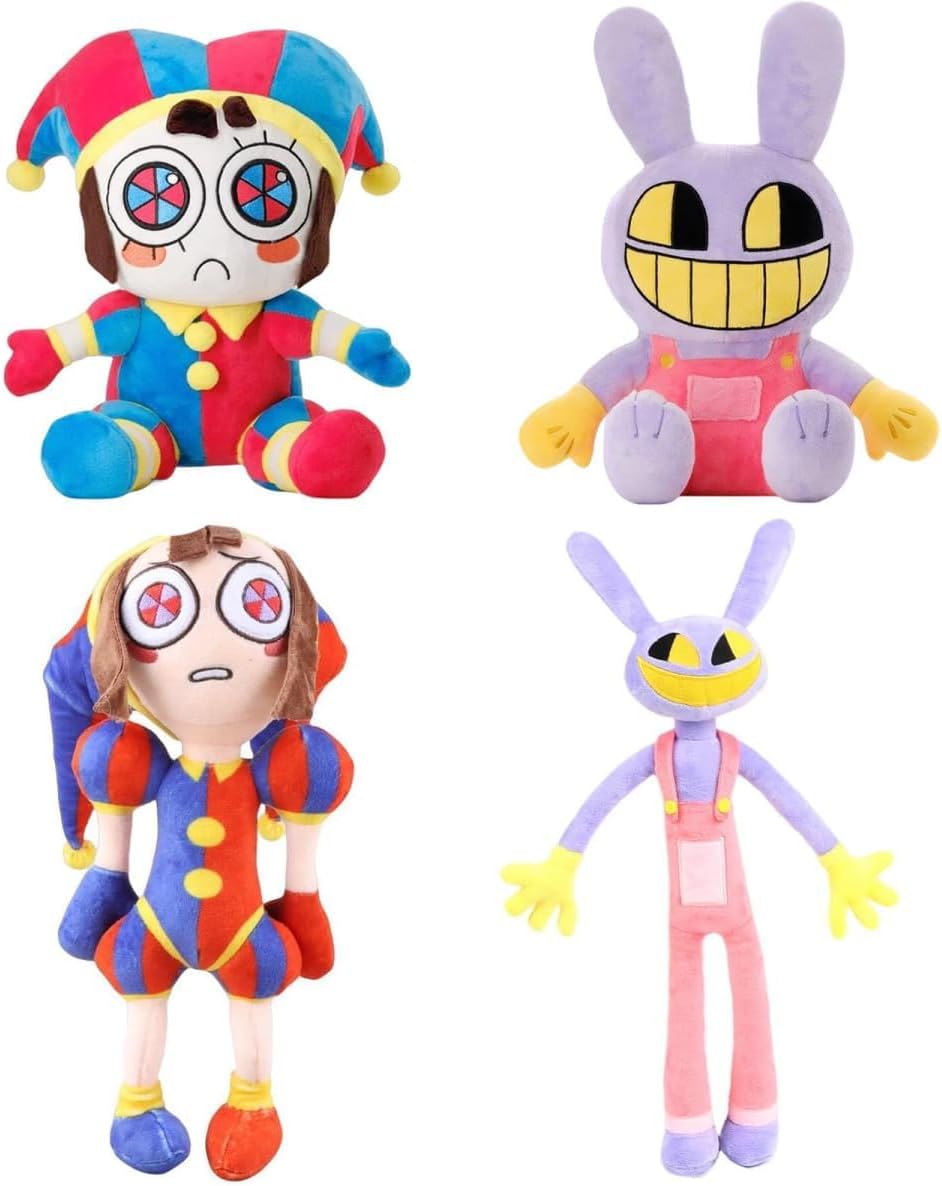 2023 The Amazing Digital Circus Plush, 4 Pcs Pomni and Jax Plushies Toy for TV Fans Gift, Cute Stuffed Figure Doll for Kids Adults, Birthday Halloween Christmas Choice for Boys Girls