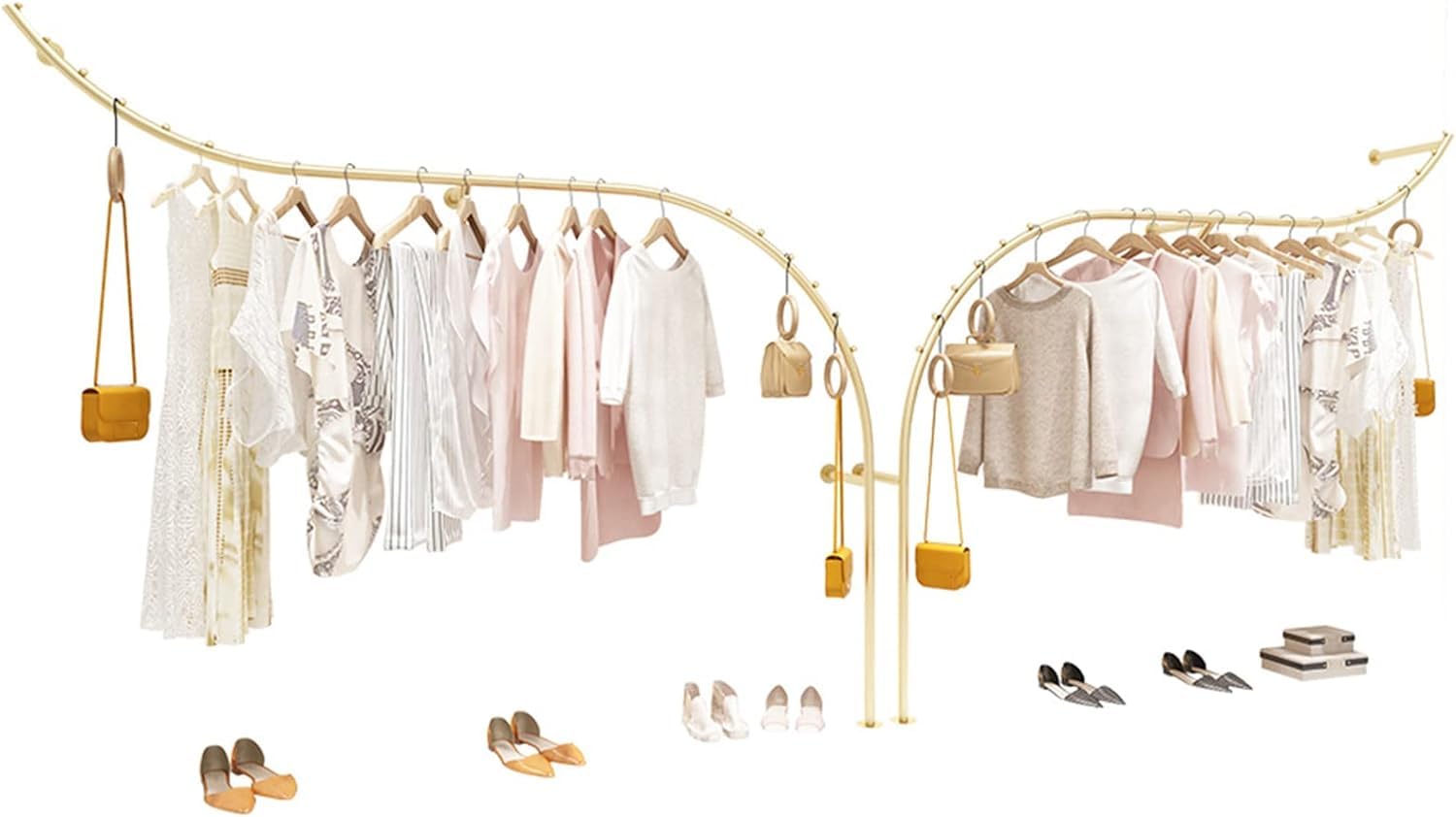 HPTHLY Creative Display Garment Racks In Children'S Boutique Clothing Stores,Industrial Pipe Wall Mounted Clothes Hanging Shelves System,Retail Clothing Display Stand (B-250Cm)