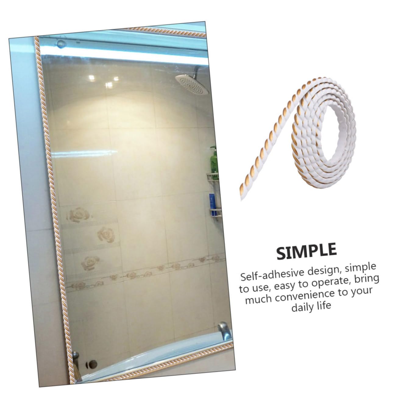 Moldura Decorativa Multifuncional Flexible y Fácil De Cortar Para Esquinas y Espejos