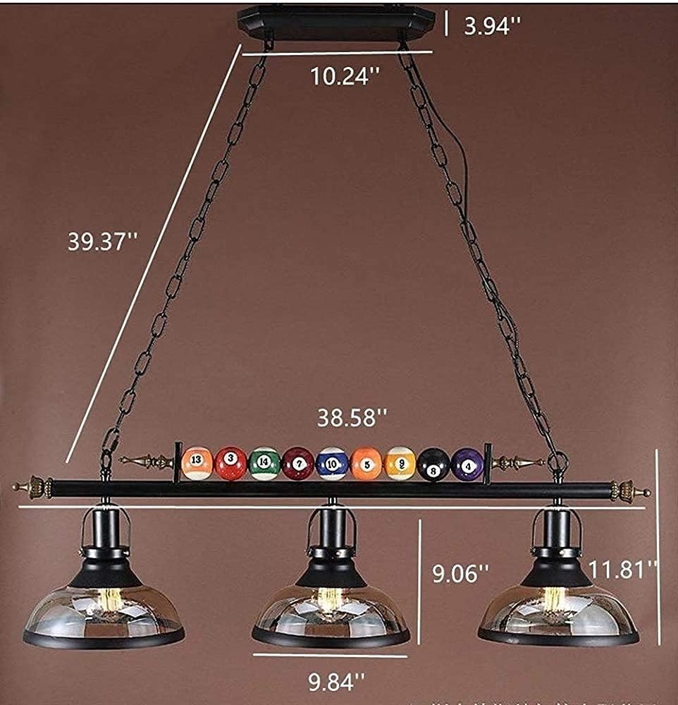 REMAZ Chandeliers,Cognac Shade Pool Table Light Adjustable Billiard Lights Hanging Lighting Industrial Vintage Light 3 Light Decoration Chandelier