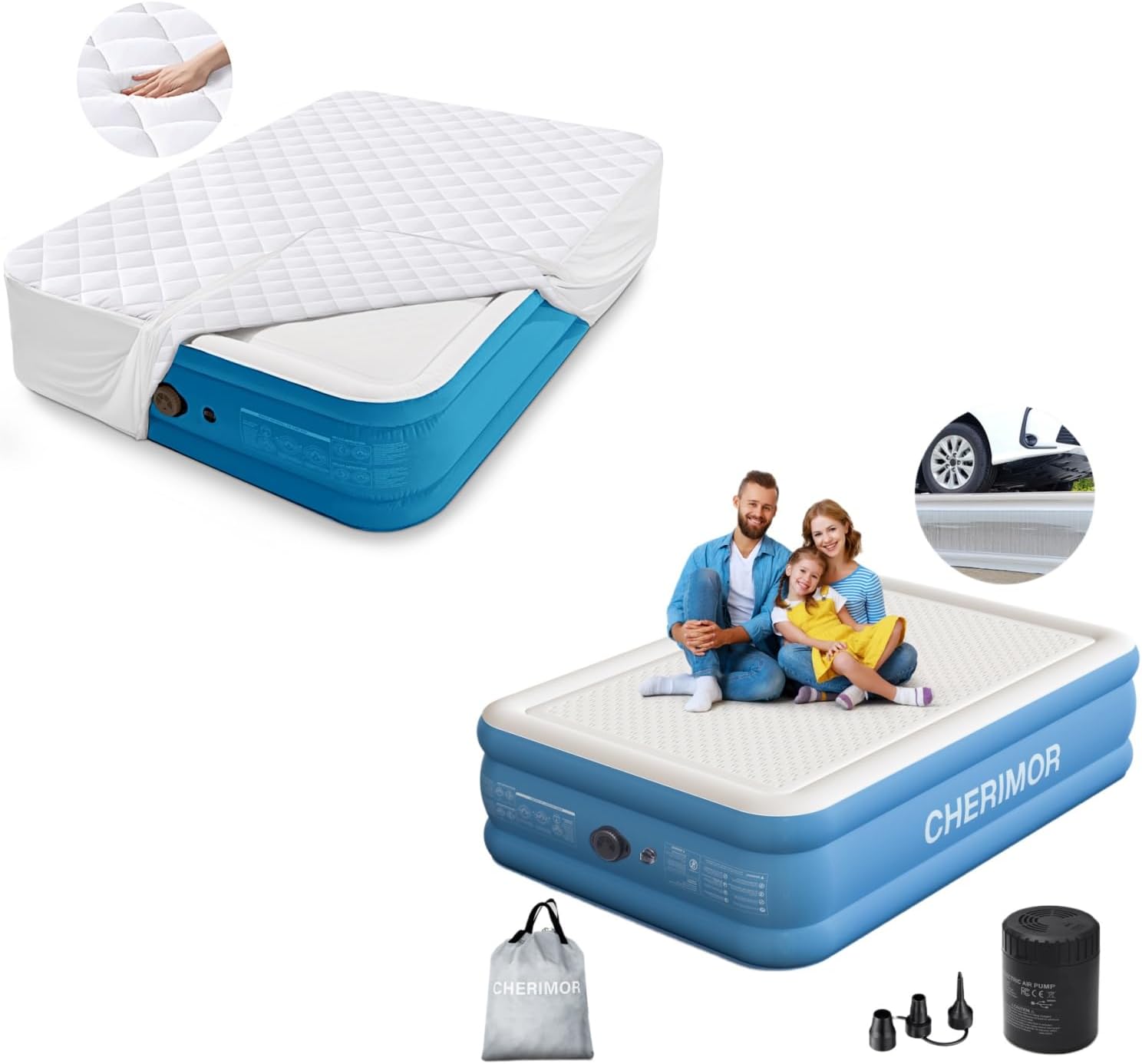 Queen Air Mattress Set with Built in Pump and Mattress Pad