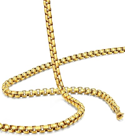 ChainsHouse Box Chain Stainless Steel Men Women Round Box Necklace Durable