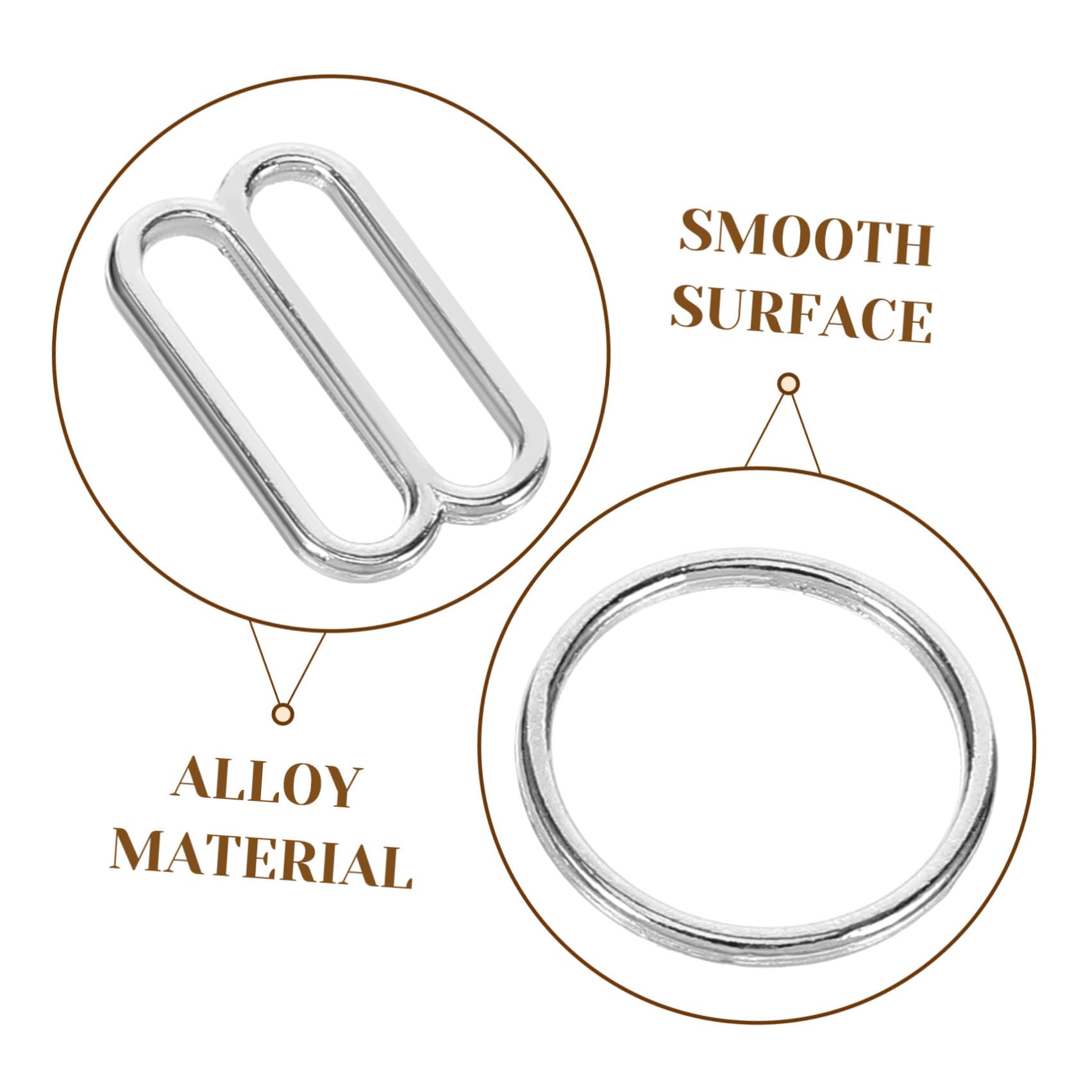 Mipcase 20 Paia Fibbie in Lega per Spalline Reggiseno Ganci a 8 e Anelli Rotondi, Chiusure Regolabili per Costume da Bagno e Abbigliamento, Accessori Sostitutivi Versatili per Uso