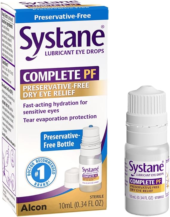Systane COMPLETE Preservative Free Dry Eye Drops, 0.34 fl oz, Contains Propylene Glycol 0.6%, Multi-Dose Lubricating Eye Drops for Irritation & Dryness, Hydrating & Soothing