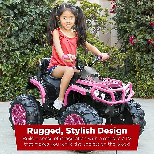 Image of Best Choice Products 12V Kids Ride-On Electric ATV, 4-Wheeler Quad Car Toy w /Bluetooth Audio, 3.7mph Max Speed, Treaded Tires, LED Headlights, Radio - Pink