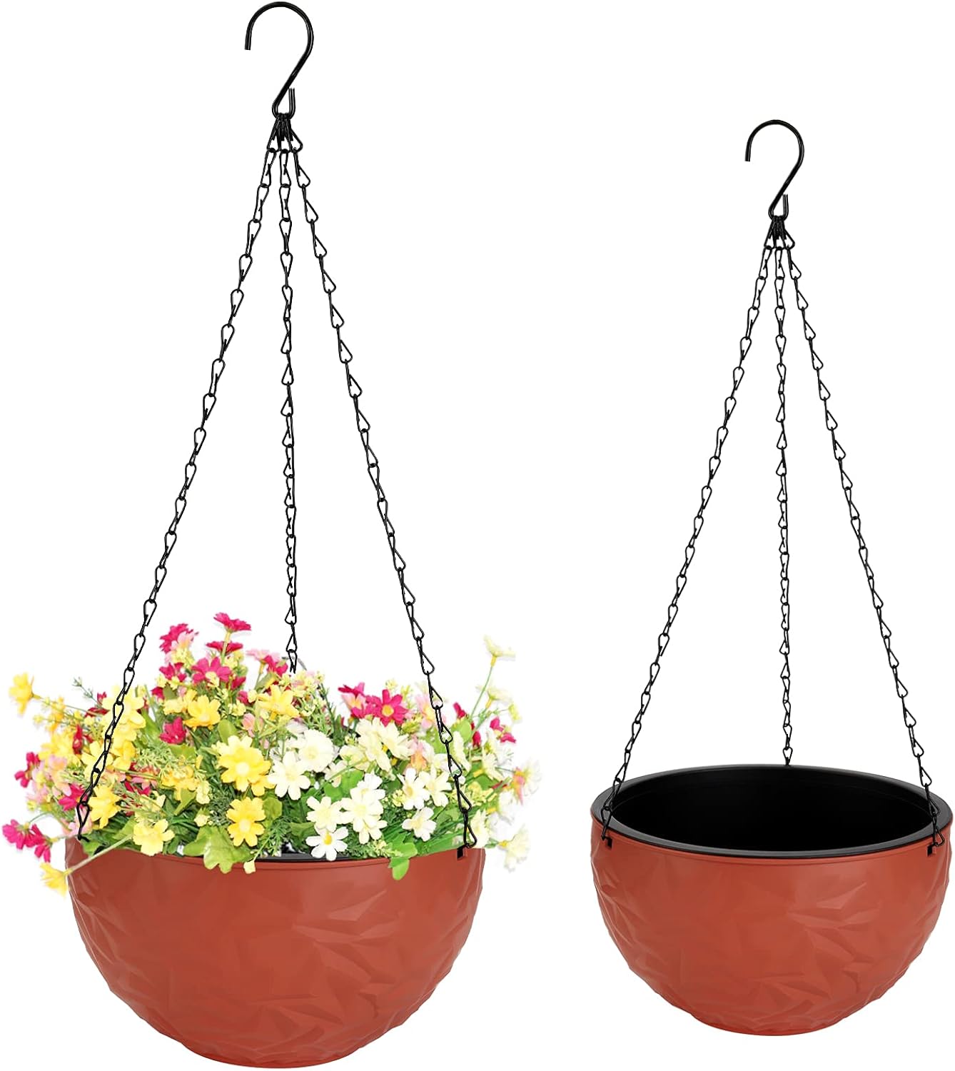 Foraineam 2 Sizes Dualpots Design Hanging Planters, SelfWatering