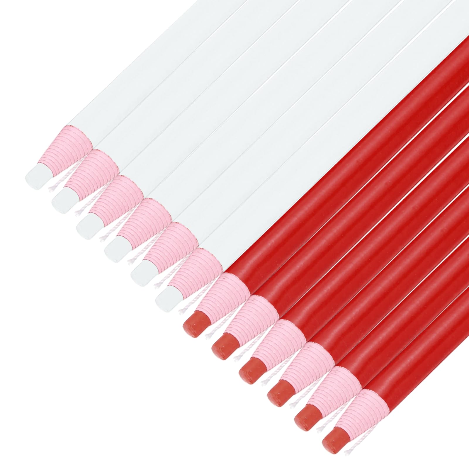 sourcing map 12PCS Peel-Off Grease Pencils, Color China Markers for Glass Metal Plastic Paper, Non-Sharpening Wax Pencils for Coloring Drawing Marking, White & Red