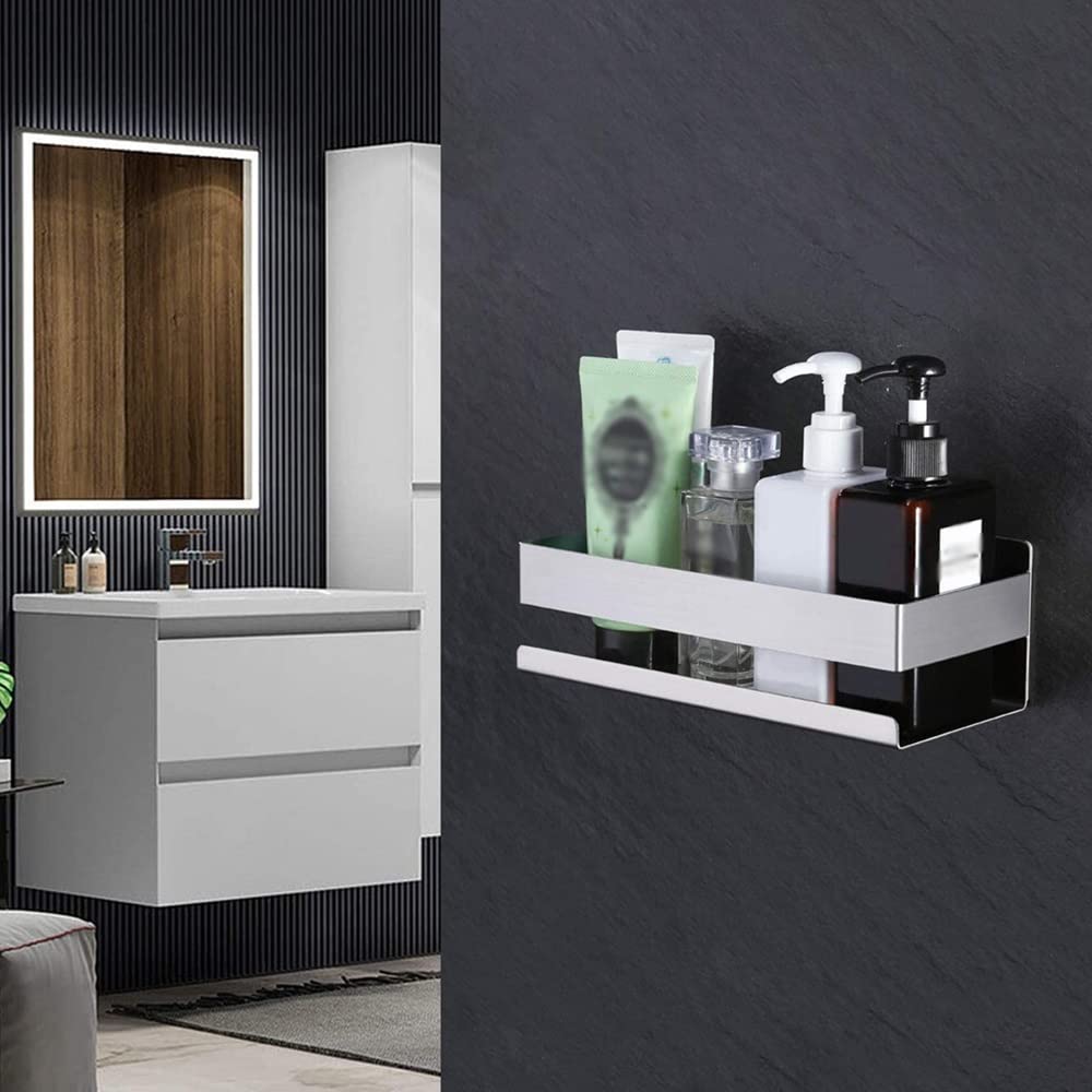 Exquisite Bathroom Shelves Shower Caddy Self-Adhesive Stainless Steel Shower Shelf, Kitchen and Bathroom Storage Shelf, Without Hole Installation Bathroom Shelf Bathroom Shelf Storage