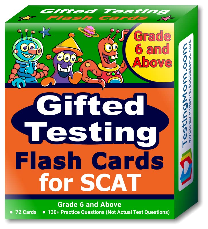 TestingMom.com SCAT Test Prep Flash Cards (School and College Ability Test) - Advanced Level Grades 6 and Above - Complete SCAT Test for Students Applying to Johns Hopkins Center for Talented Youth
