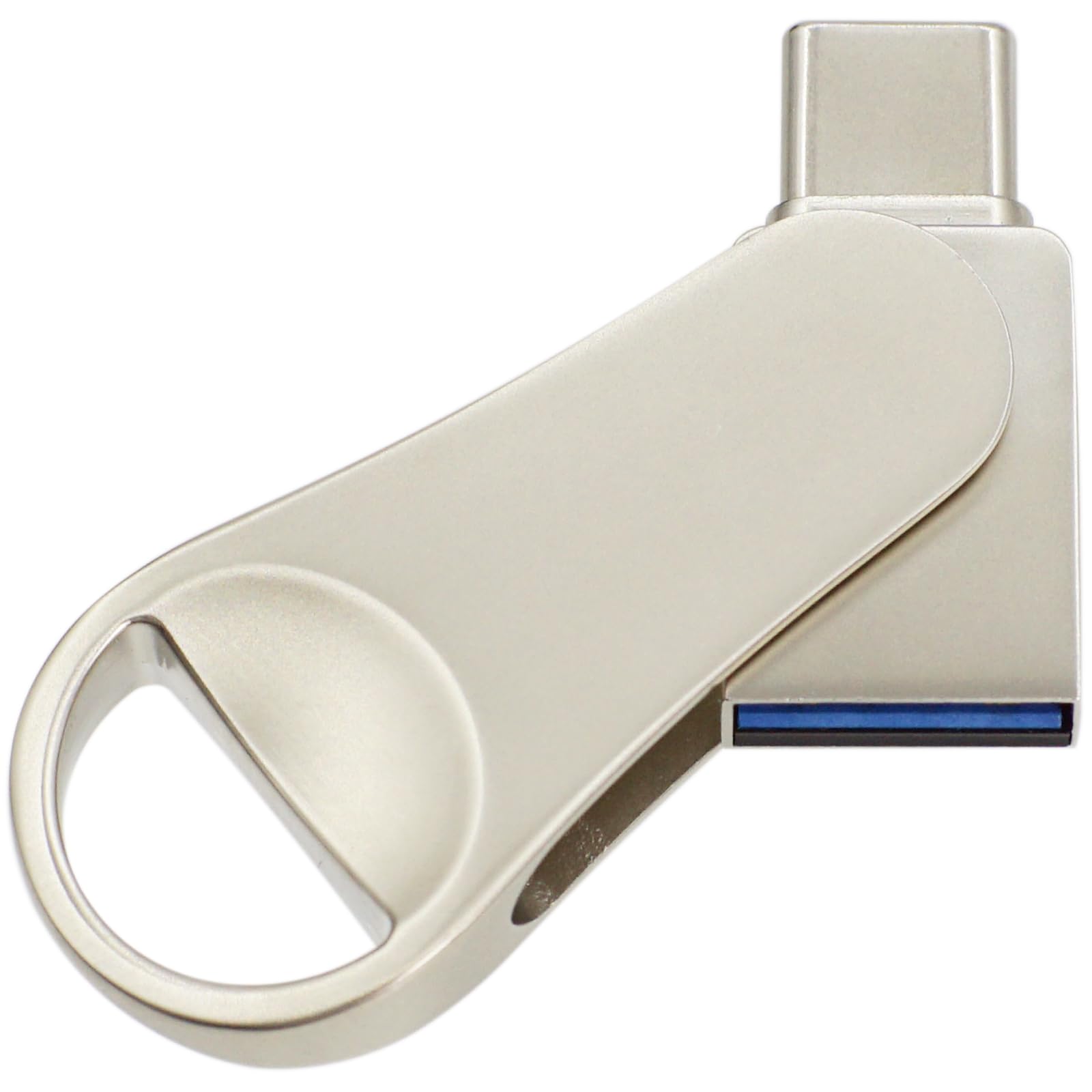 USB A 3.1 and C Key Drive, USB Memory Stick OTG, Metal Silver U-Key 64GB