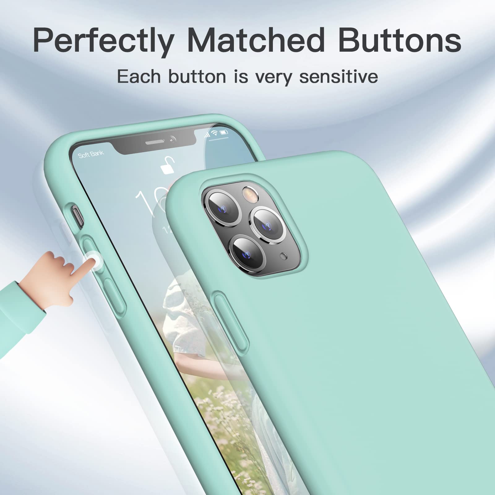 GOODVISH Cover per iPhone 11 Pro Max 6.5 '', Silicone Morbida Case con Fodera in Microfibra, Protettiva Antiurto Antiscivolo Progettata per iPhone 11 Pro Max Custodia, Marino Verde