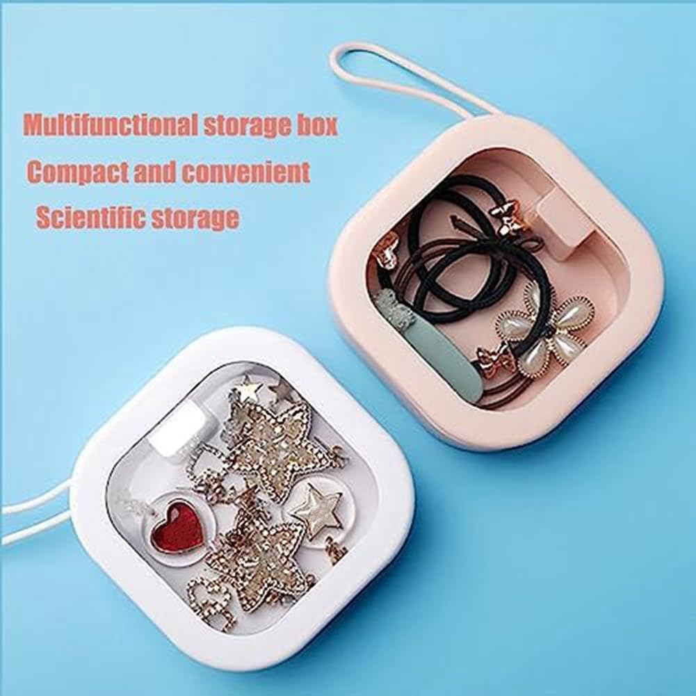 REVAXUP Organizzatore Piccolo 9,4x9,4x3 Cm | 2 Pezzi Rosa E Bianco, Scatole Portatili In ABS Per Accessori - 3