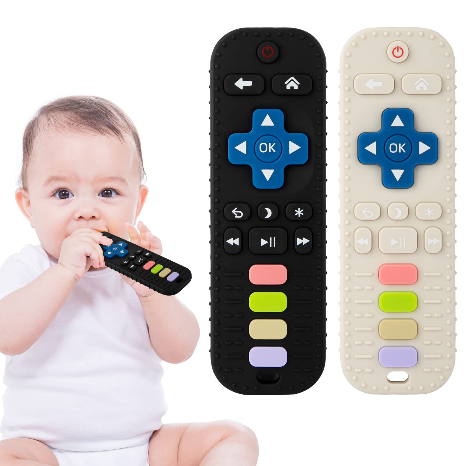 Mordedor Bebe, Cuibilyer 2Pcs Juguetes Bebes, Mordedores Bebes 3-24 Meses, Juguete la Dentición del Bebé Mordedor de Silicona, Mordedor sin BPA,Juguete para la Dentición