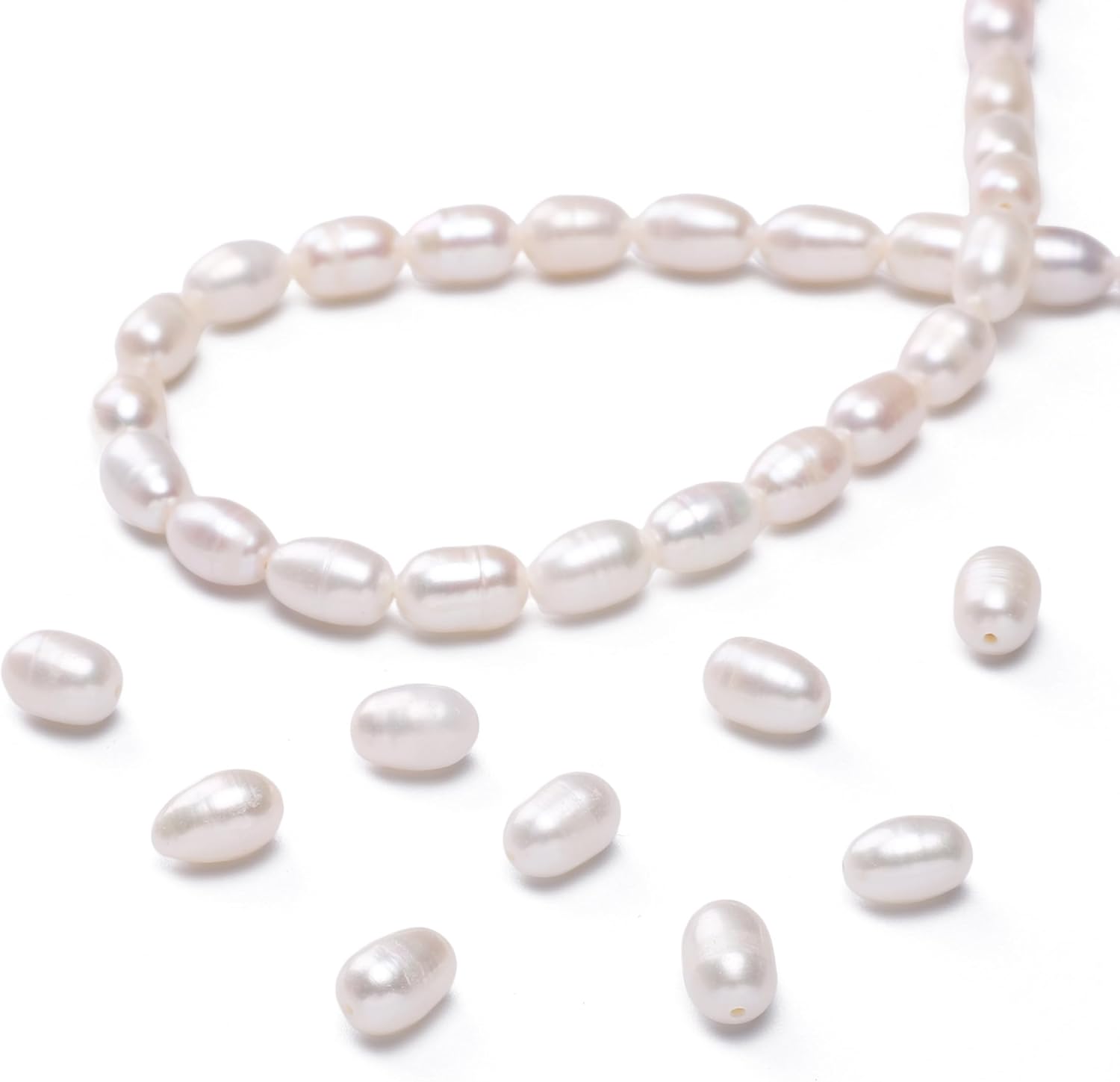 Natural Pearl Beads Rice 6-7mm White Freshwater Cultured Loose Gemstone Beads for DIY Jewelry Making 13.8''/Strand HQ - Image 6