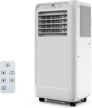 GarveeTech 10000 BTUs ASHRAE Portable Air Conditioner W/Remote Control, Portable AC Unit W/Cooling, Fan, Dehumidifier 3 in-1 Silent Room Ac, 24-Hour Programmable Timer, Cools Up To 450 Sq. Ft.