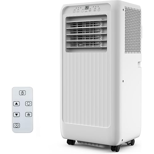 8000 BTU Portable Air Conditioners, 3 in-1 Quiet Portable AC Unit with Efficient Cooling, Remote Control, LED Touch Screen, 24Hrs Timer for Bedroom, Dorms, Office, Indoor Rooms, White