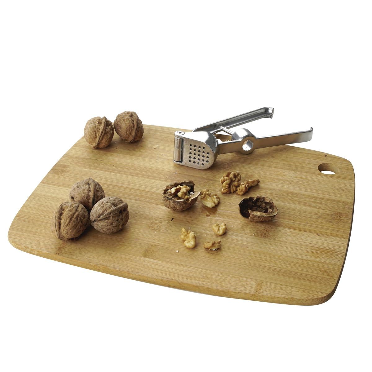 Fackelmann Prensa ajos Profesional Manual para machacar o prensar Jengibre y Patata-Cascanueces-Deshuesador de Aceitunas o Cerezas, Aluminio, 15,5x5x3cm
