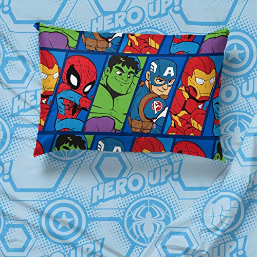Image of Jay Franco Marvel Super Hero Adventures Hero Together 4Piece Toddler Bed Set Super Soft Microfiber Bed Set Includes Toddler Size Comforter & Sheet Bedding Features The Avengers Official Product