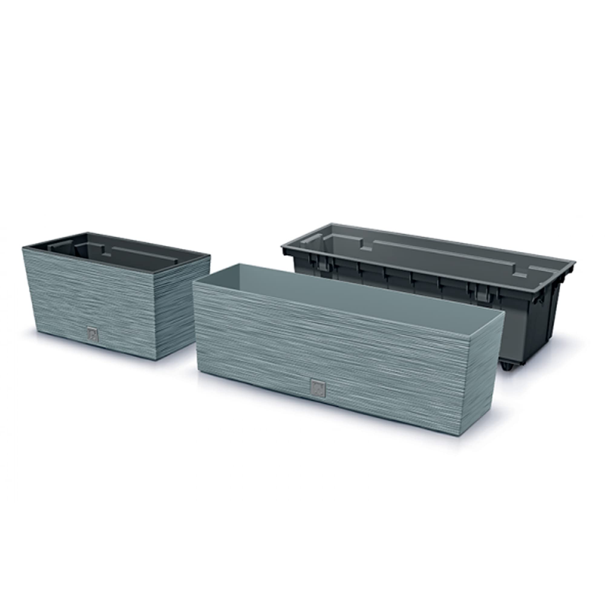 Pot De Fleurs Avec Réserve D'eau 12L Anthracite - Support Métal Inclus - Dimensions 58x18x19.5 Cm - Pour Balcon Ou Terrasse