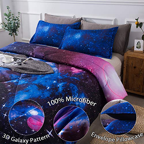 Litanika 3D Galaxy Comforter Full(79X90Lnch), 3 Pieces(1 Galaxy Comforter, 2 Pillowcases), Universe Cloud Outer Space Comforter, Microfiber Bedding Set For Boys Kids #TOP2