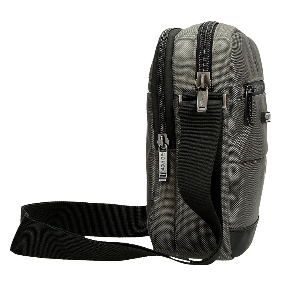 Movom Buster Borsa a tracolla Due scomparti Grigio 17x22x7,5 cm Poliestere con dettagli in pelle sintetica by Joumma Bags, grigio, Borsa a tracolla a due scomparti