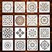 KANOSON Mandala Schablone Set, 16 Stück Groß Wiederverwendbare Laserschnitt Malschablone/Airbrush Vorlage,Mandala Dotting Schablonen für Wand/Stein/Holz Möbel/Malen Vorlagen Kinder(6x6 Zoll)