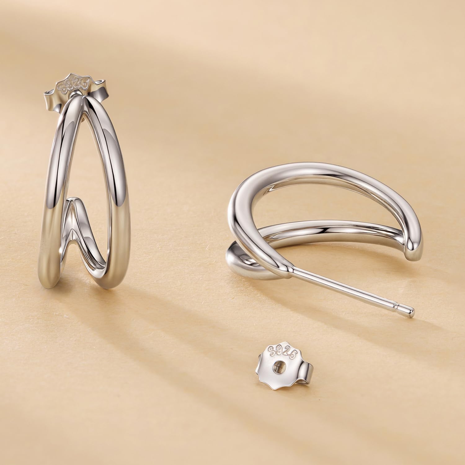 MUNDELL 14K Gold Plated 925 Sterling Silver Dainty X Stud Earrings Minimalist Hypoallergenic Earring for Women Jewelry Gifts - Image 3