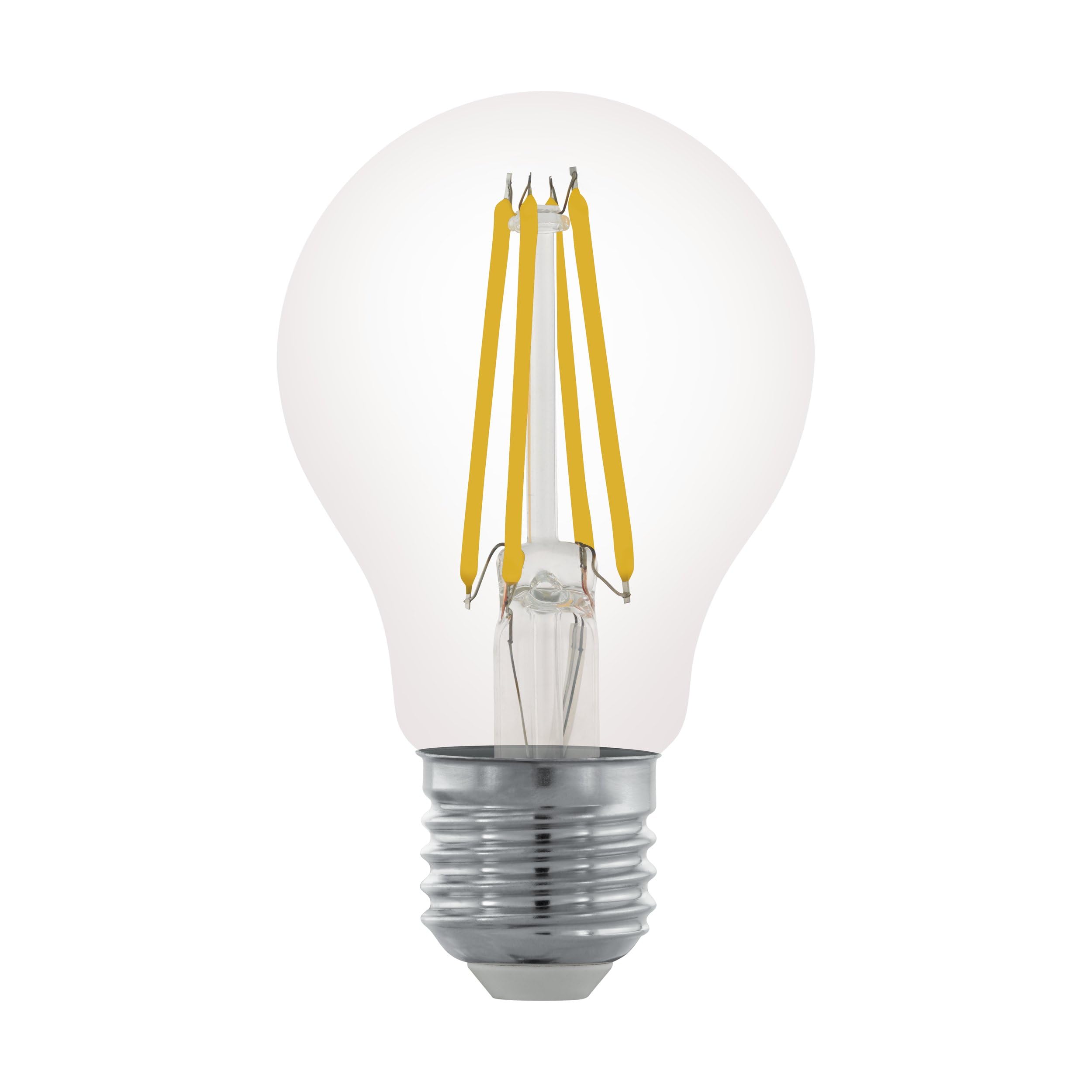 Eglo Warm White, 806 Lumens E27 Led Filament Light Bulb, Dimmable Edison Lamp For Retro Lighting, 7.5 Watt (Equivalent To 60 Watt), 806 Lumen, Warm White Glow, 2700 Kelvin, A60, Ø 2.4"