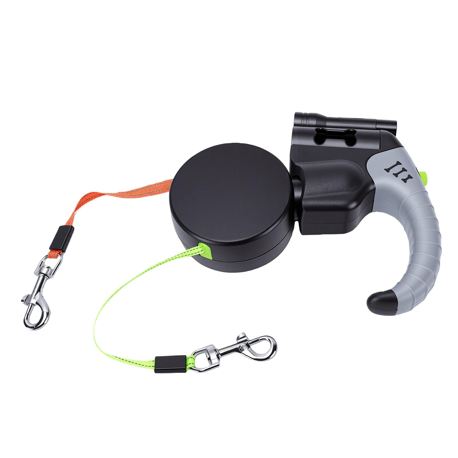 Generic Guinzaglio Doppio per Cani Antigroviglio a 360° con Luce LED e Supporto per Sacchetto dei Rifiuti Perfetto per le Passeggiate Serali per Cani Attivi (3 metri / 9,8 piedi)