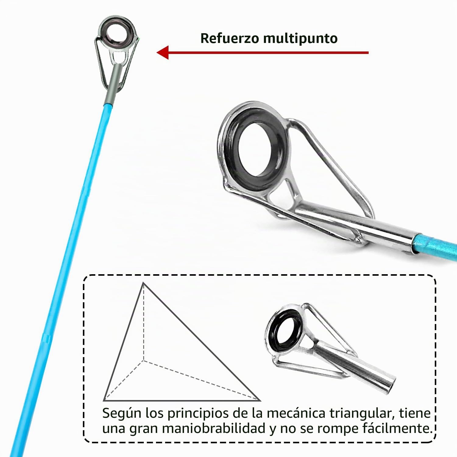 Kit de reparación de puntas de caña de pescar, 40 piezas, repuesto de punta de caña de acero inoxidable de 1.6-3.2 mm con caja de plástico, anillos guía de cerámica para caña de pescar para