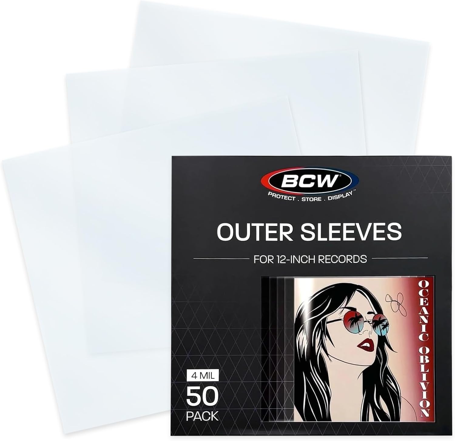 BCW 12-Inch Record Sleeves – 4 Mil Blue-Tinted (50 ct) | Archival Anti-Static Vinyl Record Outer Sleeves | Protects 12" LP Jackets from Fading & Wear | Acid-Free Polypropylene