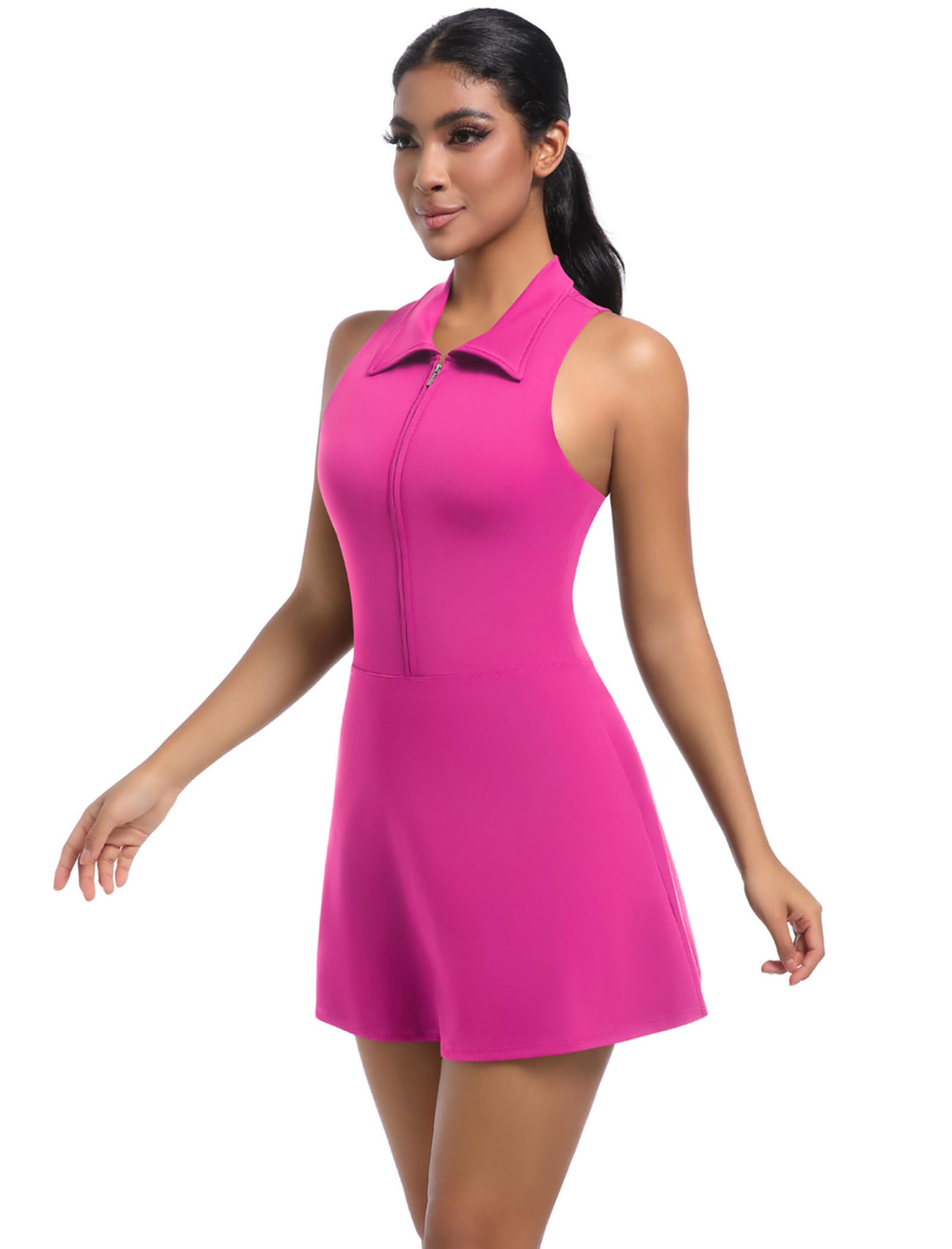 AGYMNX Damen-Sportkleid, Tennis, Golf, Sommer, ärmellos, Freizeitkleider, lässig, A-Linie, plissiert, Reißverschluss, Lauf-Trainingsanzug