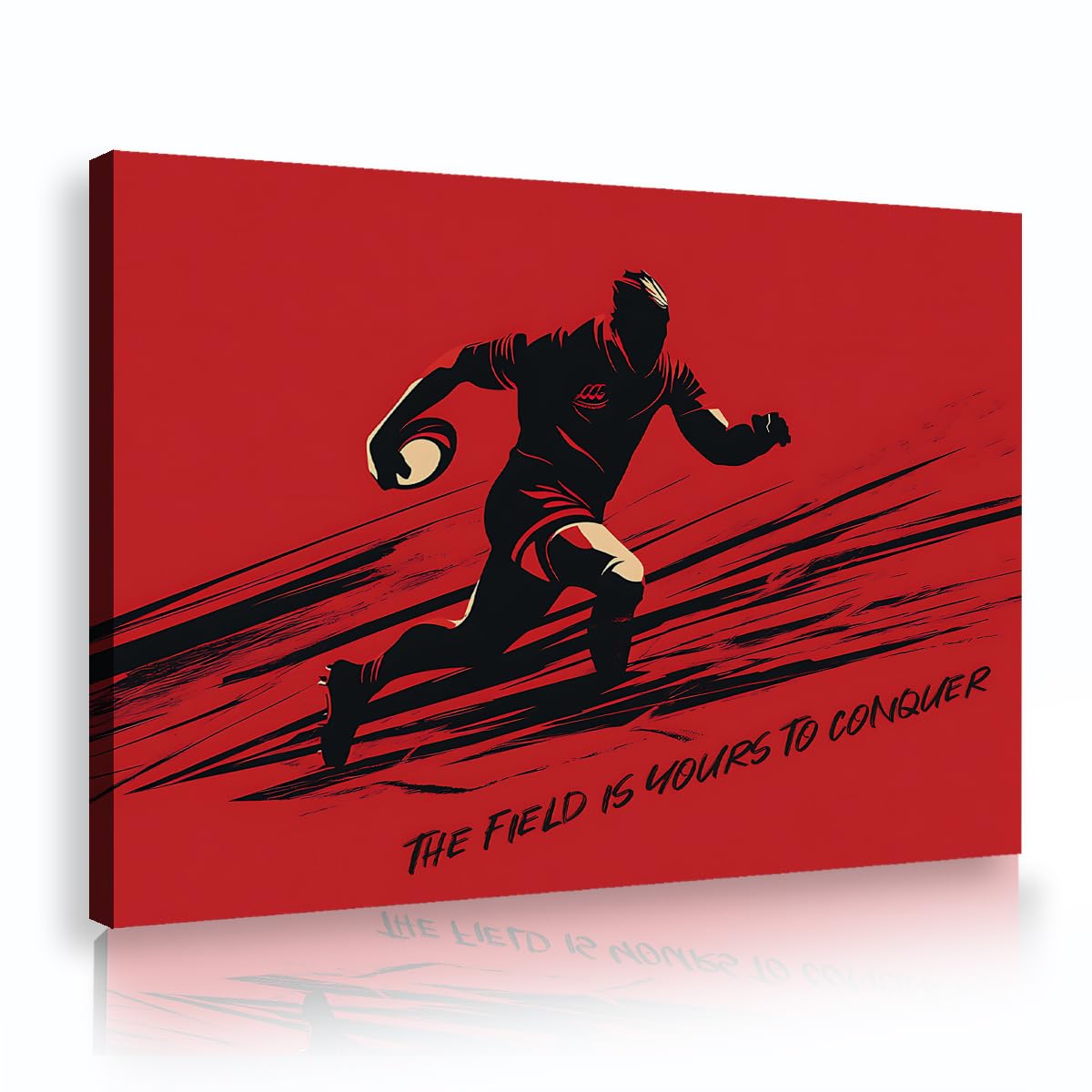 Via Vela Boys Bedroom Sports Framed Canvas Art, Rugby Football Inspirational Poster Picture, Motivational Quote Painting, Kids Room Man Cave Prints Artwork 70x105cm