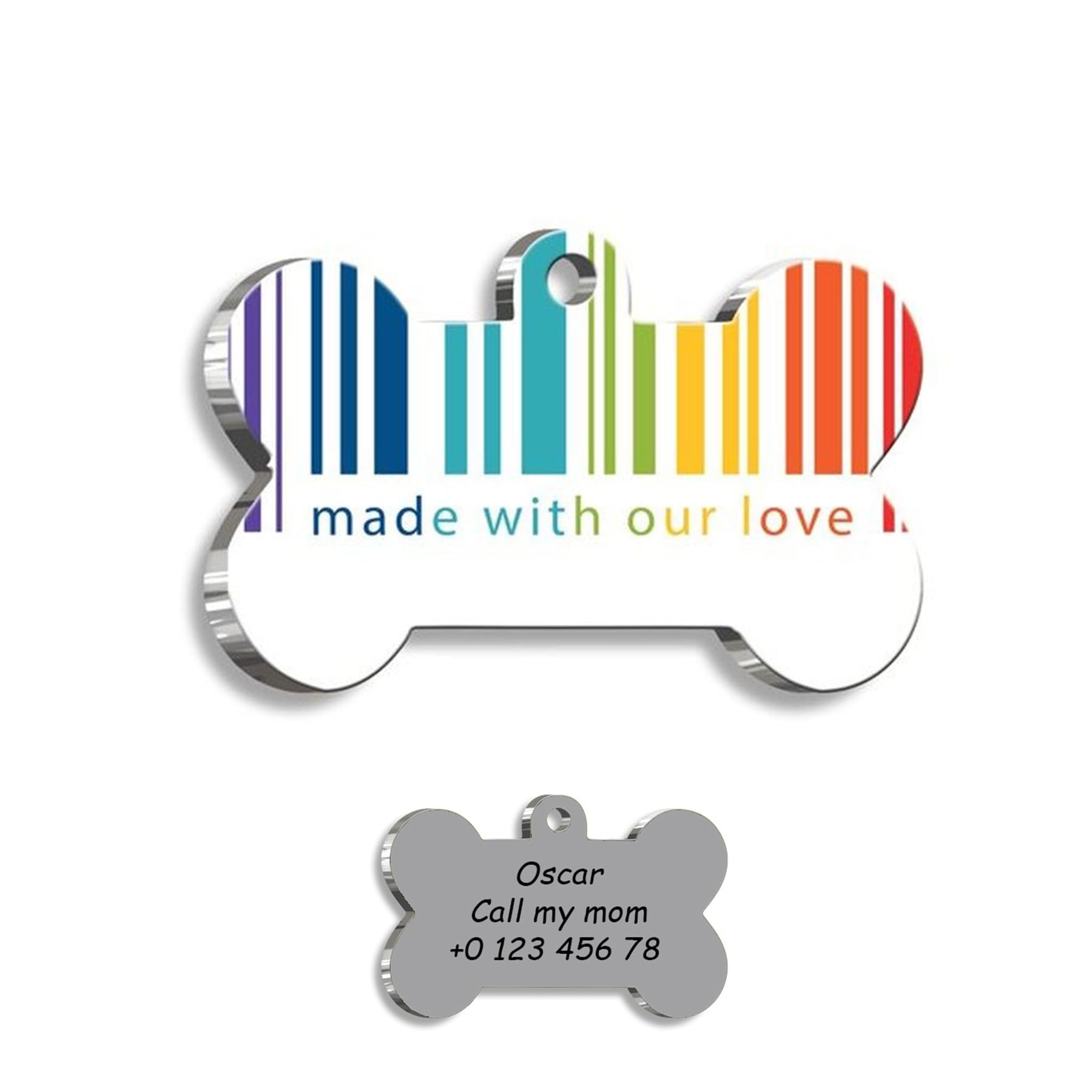 Made With Our Love Personalized Dog Tag - Custom Name Tag - ID Tag for Dog & Cat - Customized Pet Tags - Dog & Cat Name id Tag - Dog Name Tag - Engraved Dog Tag