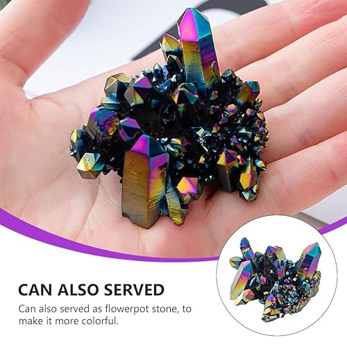 Miniatura 4 de EXCEART Decoración de piedras naturales con chip de cristal curativo, adornos de cristales y piedras, racimo de aragonita natural, geoda drusa,