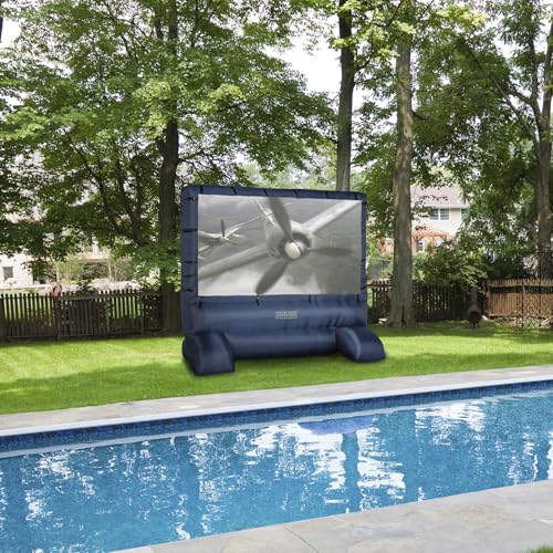 Gemmy 39127-32 Deluxe Outdoor Inflatable Movie Screen, 12-Inch Widescreen, Navy and White, 144"_Deluxe Airblown Movie Screen inflatable with storage bag (HD39127-32)