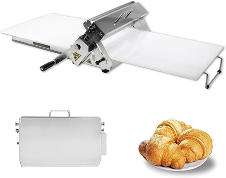 Commercial Dough Roller Sheeter,Folding Dough Sheeter,Stainless Steel, Adjustable Thickness,for Pizza, Croissants, PastrySizeModel 400,ColorWhite