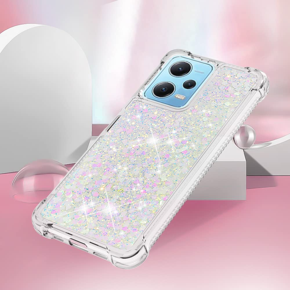 Custodia Wousunly Per Xiaomi Redmi Note 12 4G – Glitter Trasparente Con Paillettes – Cover In Silicone TPU Sottile E Leggera (Nera)