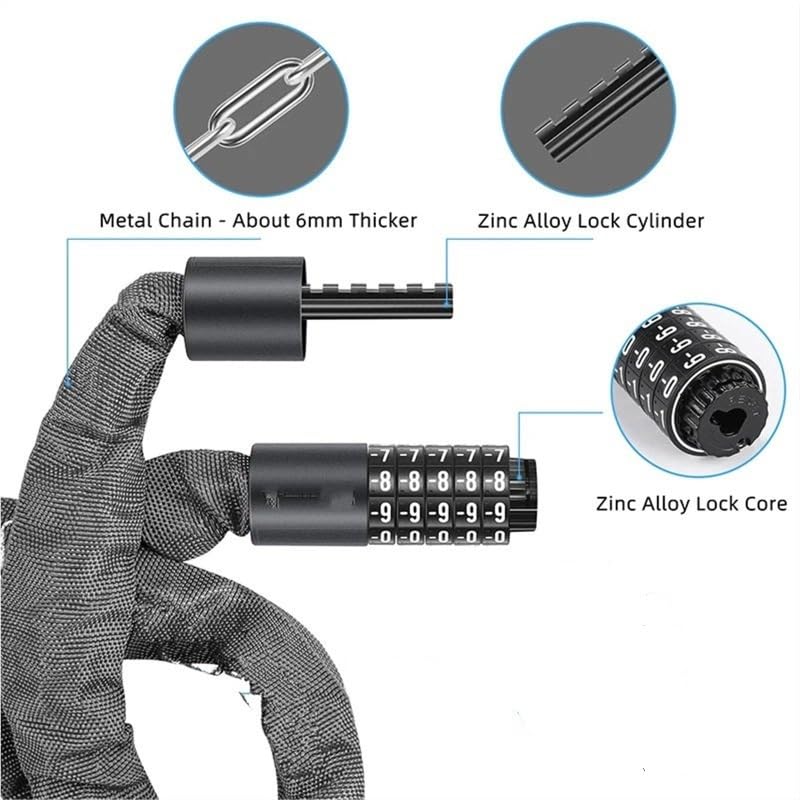 Cadenas double verrouillage vélo en acier robuste gris 1.5m - 4
