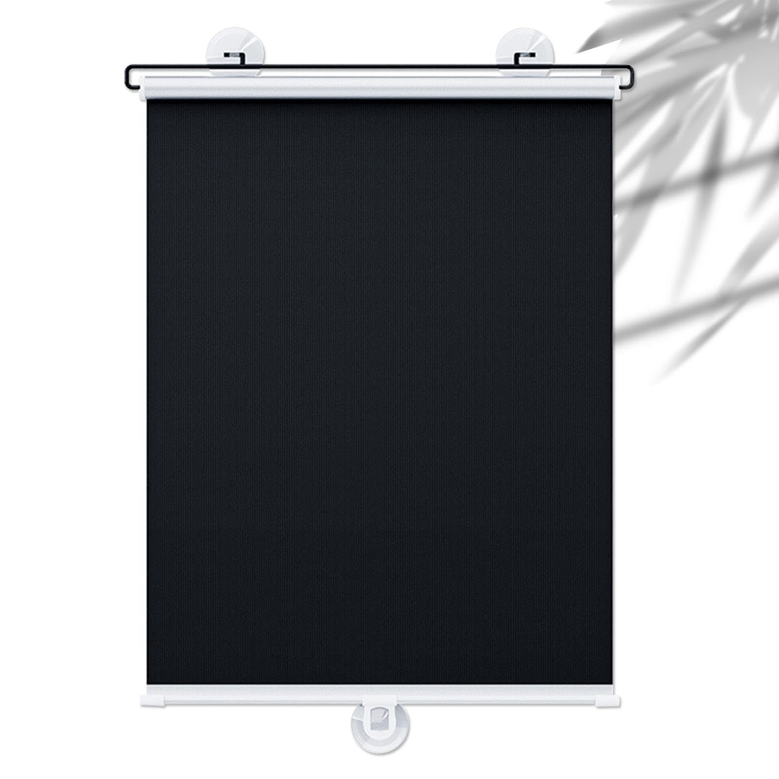 DECAKE Suction Cup Roller Blind,Blackout Blinds Thermal Insulated,30cm 40cm 45cm 50cm 60cm 80cm Wide Telescopic Blind,Portable Room Darkening Window Curtain for Bedroom,Black-60x200cm/24x79in