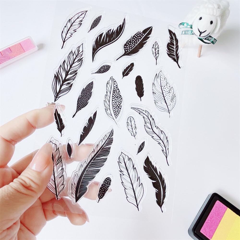 Sellos transparentes de plumas de silicona con sentimientos, hojas de sellos transparentes para decoración de tarjetas de vacaciones y álbum de álbumes de recortes, manualidades de bricolaje