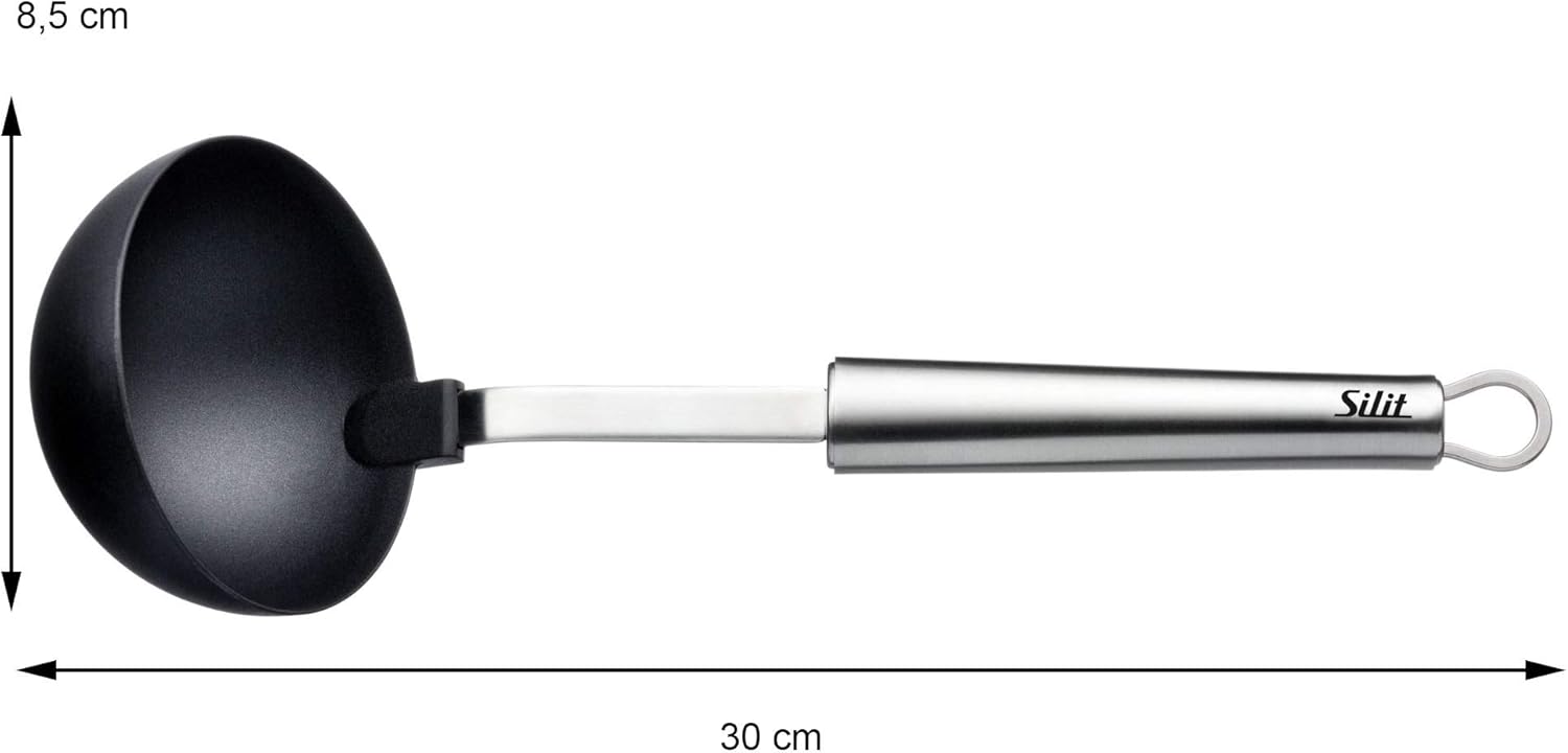 Silit Classic Line Ladle, Plastic, 30 cm, Ladle, Polished Stainless Steel, Plastic, Ideal for Coated Pots, Dishwasher Safe