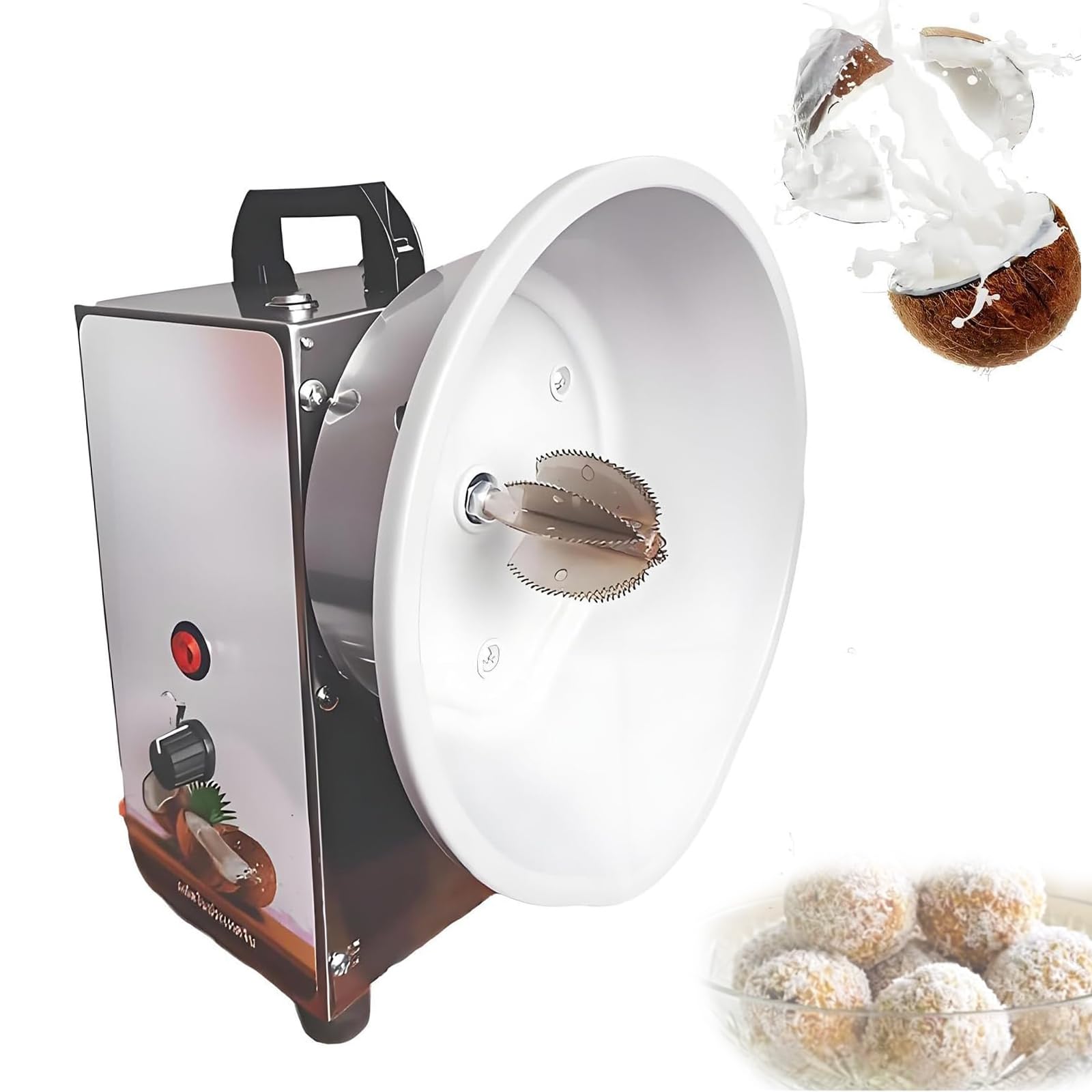 VILA SMO Vertical Coconut Processing Grinder Shredder, Electric Coconut Grater Machine, 3 Speeds Adjustable Processing Machine, with Blade Dust Cover and Non-slip Feet, for Flakes